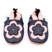 Navy and Pink Pansy Soft Sole Shoes