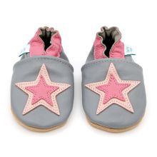 Grey and Pink Star Soft Sole Shoes