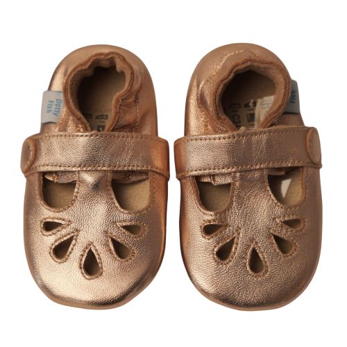 Rose Gold T-Bar Rubber Sole Shoes