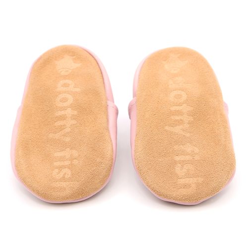 Non-slip, soft suede sole of Dotty Fish baby shoes.