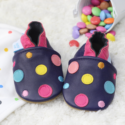 Navy Spotty Dotty Soft Sole Shoes