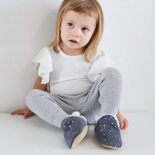 Silver Stars Soft Sole Slippers