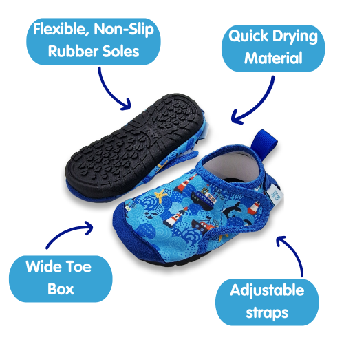Dotty Fish swim shoes in blue boat - Ship Ahoy