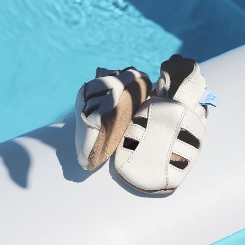 White leather sandals for babies and toddlers by Dotty Fish.