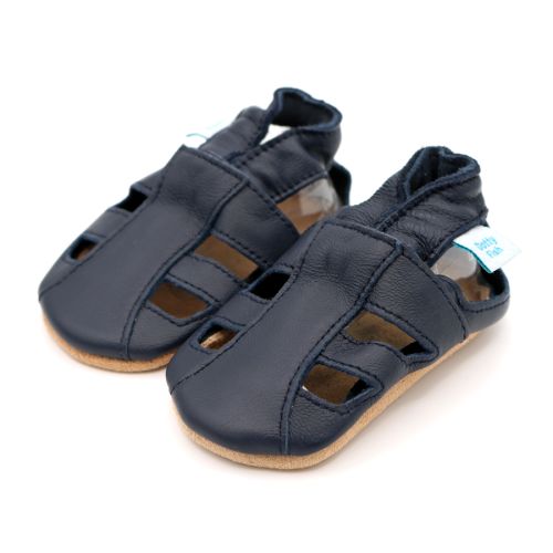 Baby and toddler leather sandals - navy - Dotty Fish.