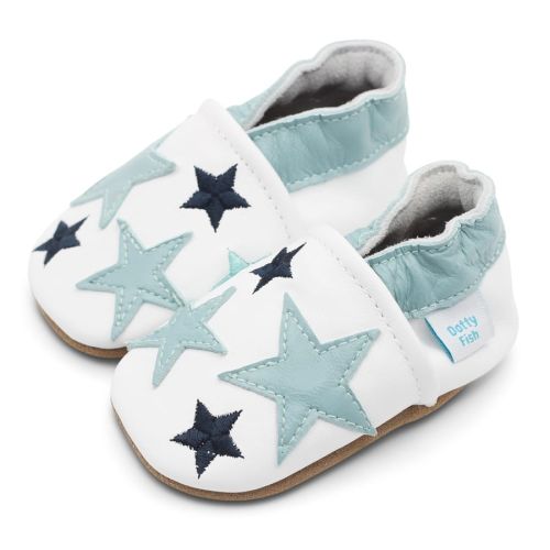 Side position image of Dotty Fish Blue Twinkle Stars baby shoes 
