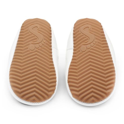 Rubber non-slip sole of Dotty Fish first walker shoes.
