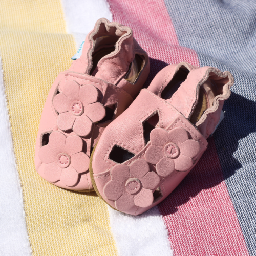 Pink Flower Soft Sole Sandals