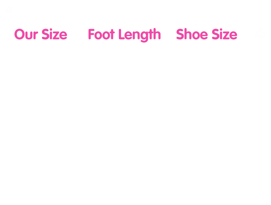 Size guide for Dotty Fish swim shoes