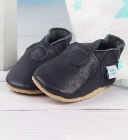 Dotty Fish plain navy leather shoes