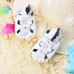 White Flower Soft Sole Sandals